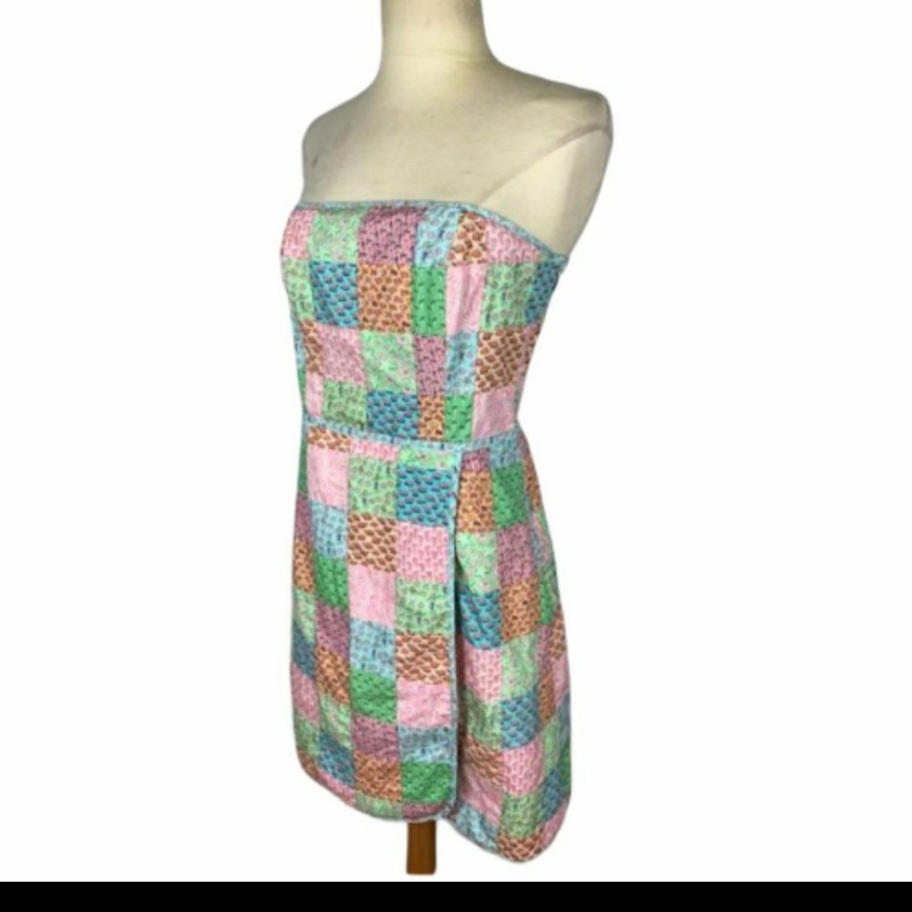 Vineyard Vines Seaside Patchwork Strapless Dress